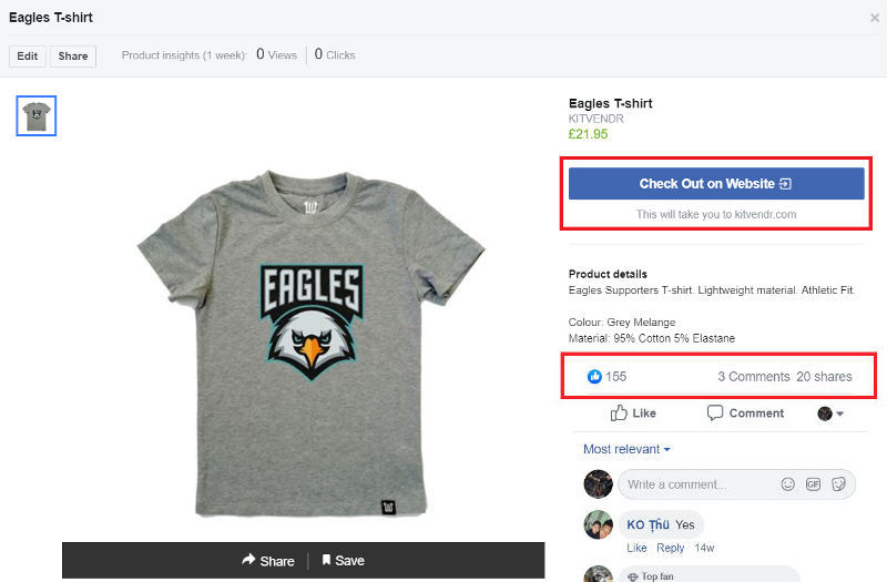 facebook page shop example